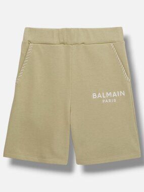 Balmain Girl's Green Logo Cotton Sweat shorts Size 10